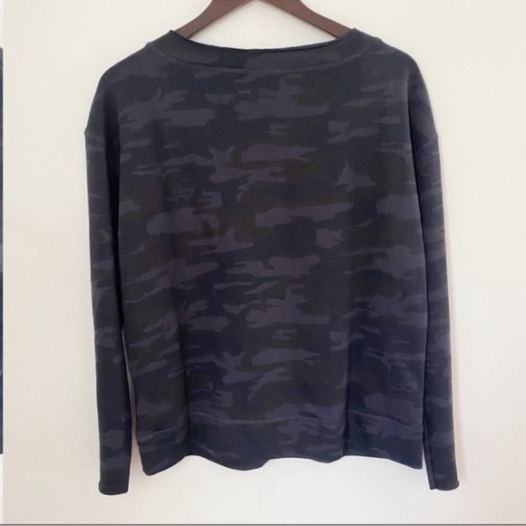 Sanctuary Blue Camo Lightweight Sweatshirt Lace up Neck Pullover Size Small New - Picture 7 of 8
